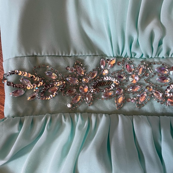 FIESTA Strapless Mint Green Mini Prom Dress with Rhinestone cummerbund SZ XL - Picture 5 of 12